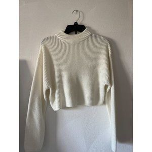 H&M Women’s White Knit Cropped Sweater Size Small